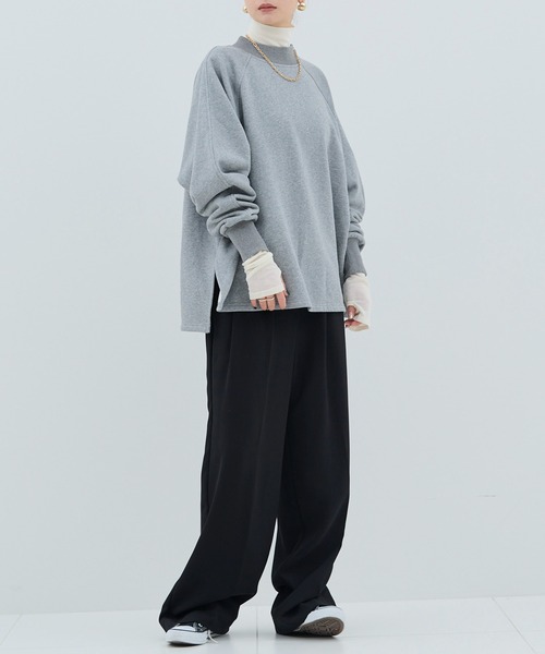 HANNE（アン）の「【by kumika】モックネックラグランスウェット（スウェット・レディース・アイボリー/グレー・フリー）」の7枚目の写真