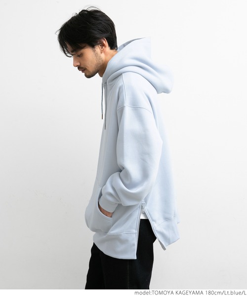 coca（coca）（コカ）の「メンズ　ふわり～サイドジップフーディー（パーカー・メンズ・ブラック/ライトブルー/グレー・M/L）」の12枚目の写真