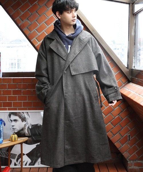 ８(eight)（エイト）の「スタンドロングコート（トレンチコート・メンズ・その他/グレイッシュベージュ/ブラック/グレー系その他・LARGE/MEDIUM）」の4枚目の写真