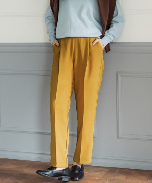 coca（coca）（コカ）の「ポリネルツイルテーパードパンツ（スラックス・レディース・イエロー/ワイン/ブラック/ターコイズブルー・M/L）」の3枚目の写真