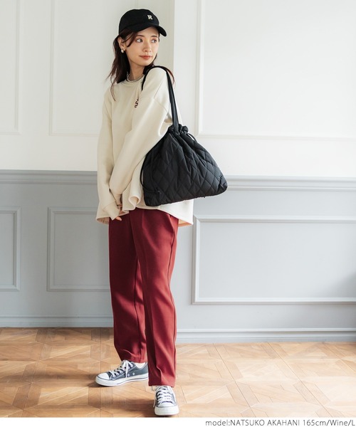 coca（coca）（コカ）の「ポリネルツイルテーパードパンツ（スラックス・レディース・イエロー/ワイン/ブラック/ターコイズブルー・M/L）」の7枚目の写真