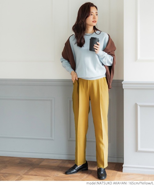 coca（coca）（コカ）の「ポリネルツイルテーパードパンツ（スラックス・レディース・イエロー/ワイン/ブラック/ターコイズブルー・M/L）」の15枚目の写真