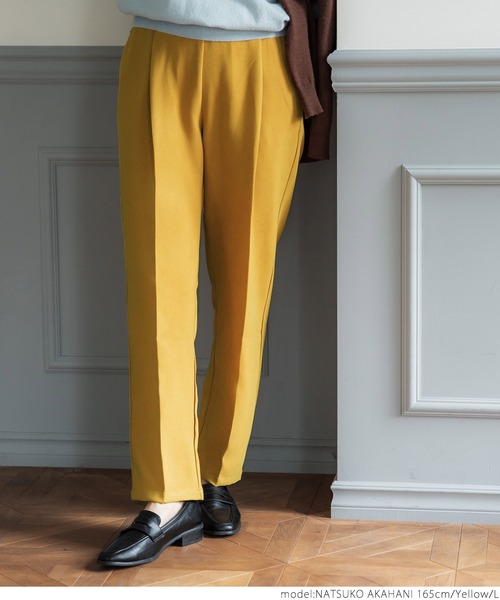 coca（coca）（コカ）の「ポリネルツイルテーパードパンツ（スラックス・レディース・イエロー/ワイン/ブラック/ターコイズブルー・M/L）」の14枚目の写真