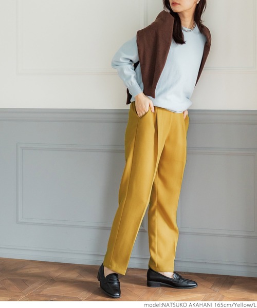 coca（coca）（コカ）の「ポリネルツイルテーパードパンツ（スラックス・レディース・イエロー/ワイン/ブラック/ターコイズブルー・M/L）」の13枚目の写真