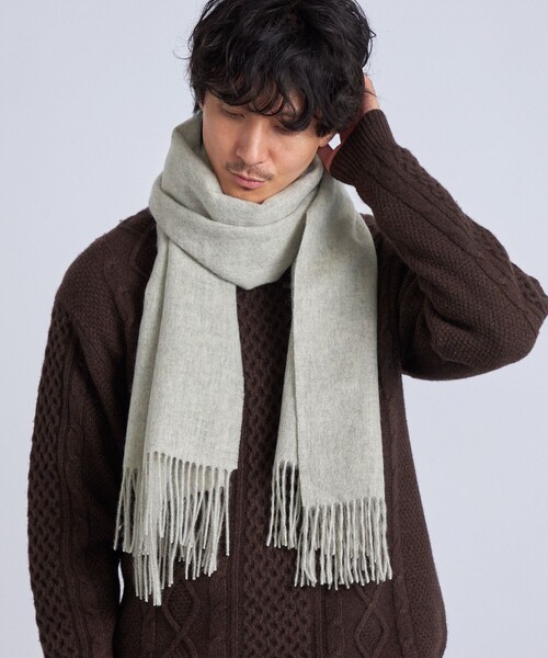 SHIPS any(シップス エニィ)の「SHIPS any: 無地 ウール ストール 22FW◇(ストール/ショール・メンズ・ブラック/ライトグレー/ネイビー・ONE SIZE)」の2枚目の写真