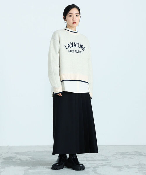 fredy emue（フレディエミュ）の「アシメプリーツミディ丈スカート（スカート・レディース・ブラック/オフホワイト・38/36）」の16枚目の写真