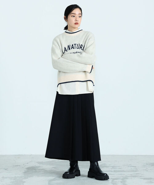 fredy emue（フレディエミュ）の「アシメプリーツミディ丈スカート（スカート・レディース・ブラック/オフホワイト・38/36）」の20枚目の写真