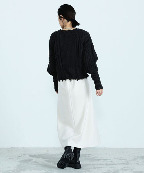 fredy emue（フレディエミュ）の「アシメプリーツミディ丈スカート（スカート・レディース・ブラック/オフホワイト・38/36）」の18枚目の写真