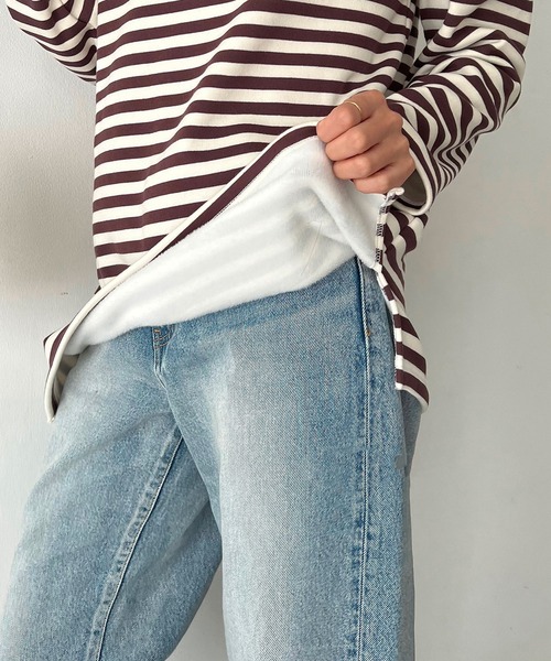 CHERI since1985(シェリ)の「ボートネックビッグシルエット裏起毛ボーダーカットソー(Tシャツ/カットソー・レディース・ブラック/ブラウン・FREE)」の8枚目の写真