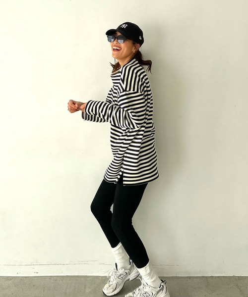CHERI since1985(シェリ)の「ボートネックビッグシルエット裏起毛ボーダーカットソー(Tシャツ/カットソー・レディース・ブラック/ブラウン・FREE)」の10枚目の写真
