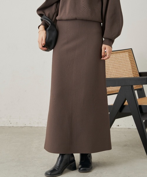CLEARIMPRESSION （クリアインプレッション）の「【セットアップ対応】ハイウエストニットロングスカート（スカート・レディース・ブラック/ブラウン・FREE）」の14枚目の写真