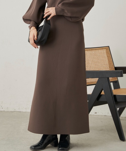 CLEARIMPRESSION （クリアインプレッション）の「【セットアップ対応】ハイウエストニットロングスカート（スカート・レディース・ブラック/ブラウン・FREE）」の16枚目の写真
