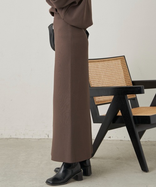CLEARIMPRESSION （クリアインプレッション）の「【セットアップ対応】ハイウエストニットロングスカート（スカート・レディース・ブラック/ブラウン・FREE）」の17枚目の写真