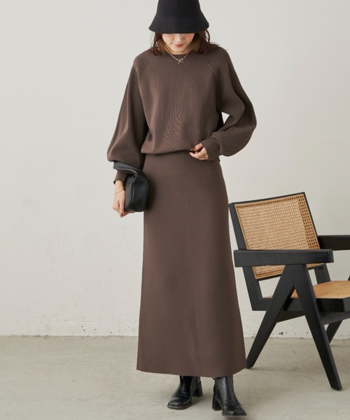 CLEARIMPRESSION （クリアインプレッション）の「【セットアップ対応】ハイウエストニットロングスカート（スカート・レディース・ブラック/ブラウン・FREE）」の19枚目の写真