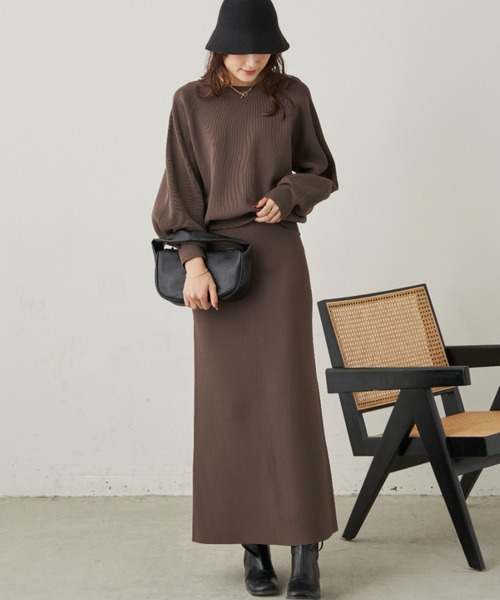 CLEARIMPRESSION （クリアインプレッション）の「【セットアップ対応】ハイウエストニットロングスカート（スカート・レディース・ブラック/ブラウン・FREE）」の20枚目の写真