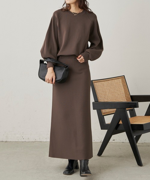 CLEARIMPRESSION （クリアインプレッション）の「【セットアップ対応】ハイウエストニットロングスカート（スカート・レディース・ブラック/ブラウン・FREE）」の21枚目の写真