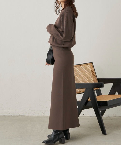CLEARIMPRESSION （クリアインプレッション）の「【セットアップ対応】ハイウエストニットロングスカート（スカート・レディース・ブラック/ブラウン・FREE）」の22枚目の写真