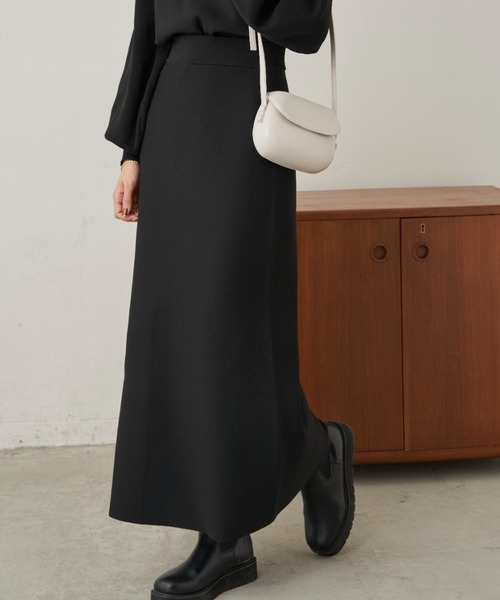 CLEARIMPRESSION （クリアインプレッション）の「【セットアップ対応】ハイウエストニットロングスカート（スカート・レディース・ブラック/ブラウン・FREE）」の5枚目の写真