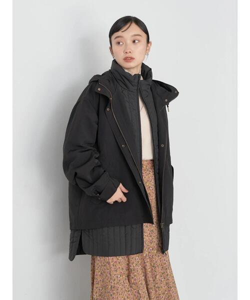 earth music&ecology（アースミュージックアンドエコロジー）の「キルトベスト付きマウンテンパーカー（マウンテンパーカー・レディース・ブラック/ベージュ/カーキ・M/L）」の4枚目の写真