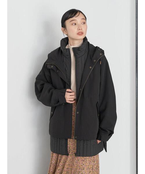 earth music&ecology（アースミュージックアンドエコロジー）の「キルトベスト付きマウンテンパーカー（マウンテンパーカー・レディース・ブラック/ベージュ/カーキ・M/L）」の5枚目の写真