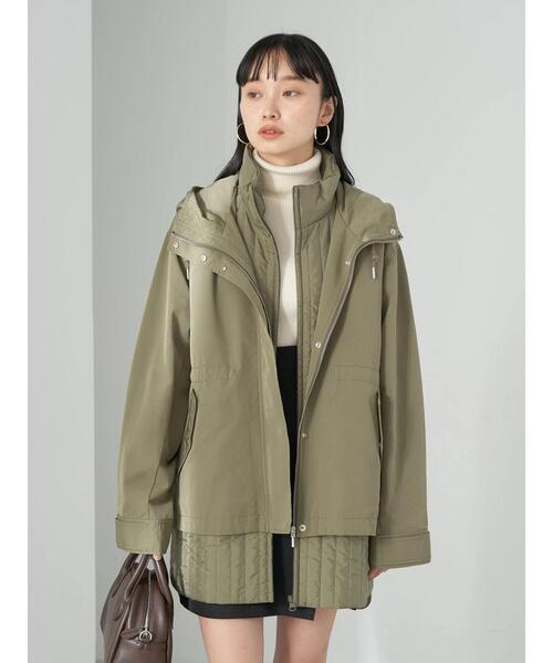 earth music&ecology（アースミュージックアンドエコロジー）の「キルトベスト付きマウンテンパーカー（マウンテンパーカー・レディース・ブラック/ベージュ/カーキ・M/L）」の11枚目の写真