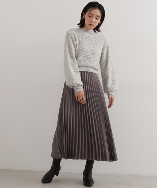 NATURAL BEAUTY BASIC（ナチュラルビューティーベーシック）の「フェザーＭＩＸラメリリヤーンニット（ニット/セーター・レディース・グレー/ベージュ/ピンク・MEDIUM）」の6枚目の写真