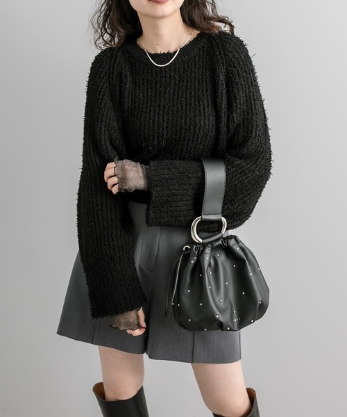 loti(ロティ)の「loti スタッズ巾着BAG(ハンドバッグ・レディース・ブラック/オフホワイト・FREE)」の16枚目の写真