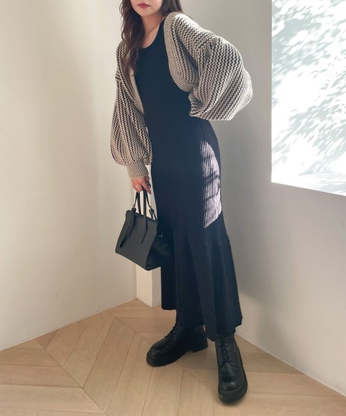 ドゥロワー　2024FALL2 ウェザーテイラードワンピース　ロングジレ DRAWER（ドゥロワー） ニットワンピース 2 グレー レディース