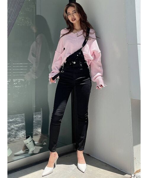 GYDA（ジェイダ）の「BACKクロススキニーデニムサロペ（サロペット/オーバーオール・レディース・ライトブルー/ブラック・SMALL/MEDIUM/X-SMALL）」の16枚目の写真