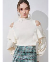 MERCURYDUO | ケープドッキングモックネックニット(ニット/セーター)