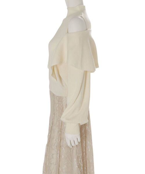 MERCURYDUO（マーキュリーデュオ）の「ケープドッキングモックネックニット（ニット/セーター・レディース・ダークブラウン/ベージュ/オフホワイト・FREE）」の12枚目の写真