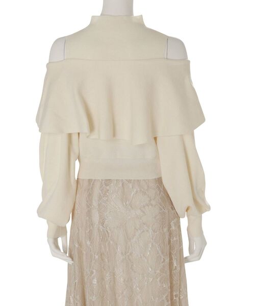 MERCURYDUO（マーキュリーデュオ）の「ケープドッキングモックネックニット（ニット/セーター・レディース・ダークブラウン/ベージュ/オフホワイト・FREE）」の11枚目の写真