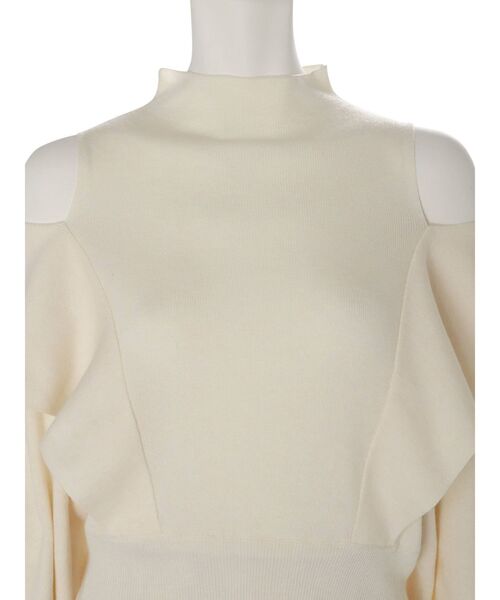 MERCURYDUO（マーキュリーデュオ）の「ケープドッキングモックネックニット（ニット/セーター・レディース・ダークブラウン/ベージュ/オフホワイト・FREE）」の10枚目の写真