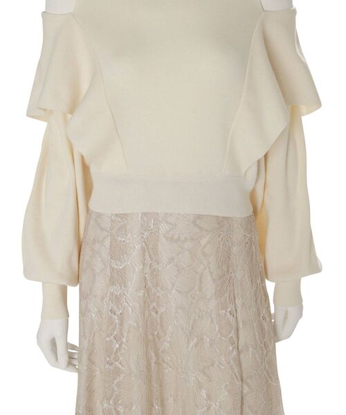 MERCURYDUO（マーキュリーデュオ）の「ケープドッキングモックネックニット（ニット/セーター・レディース・ダークブラウン/ベージュ/オフホワイト・FREE）」の9枚目の写真