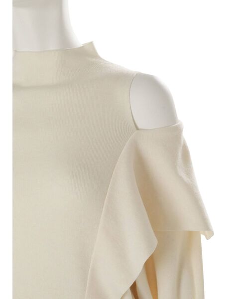 MERCURYDUO（マーキュリーデュオ）の「ケープドッキングモックネックニット（ニット/セーター・レディース・ダークブラウン/ベージュ/オフホワイト・FREE）」の8枚目の写真