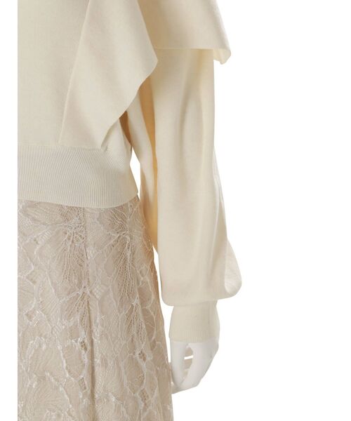 MERCURYDUO（マーキュリーデュオ）の「ケープドッキングモックネックニット（ニット/セーター・レディース・ダークブラウン/ベージュ/オフホワイト・FREE）」の7枚目の写真