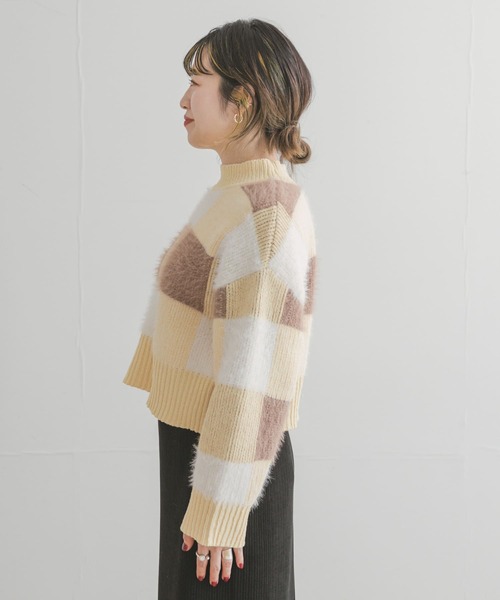 45rpmマスタードチェックハイネックニット ITEMS URBANRESEARCH（アイテムズ アーバンリサーチ）の「ブロック