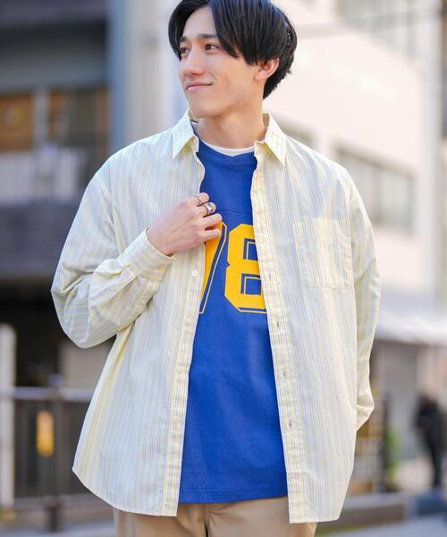 coen（コーエン）の「ブロードストライプレギュラーカラーシャツ（シャツ/ブラウス・メンズ・ネイビー/ライム/イエロー/ライトピンク/コバルトブルー・XL/M/L/S）」の5枚目の写真
