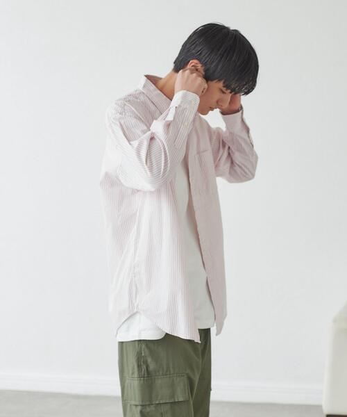 coen（コーエン）の「ブロードストライプレギュラーカラーシャツ（シャツ/ブラウス・メンズ・ネイビー/ライム/イエロー/ライトピンク/コバルトブルー・XL/M/L/S）」の7枚目の写真