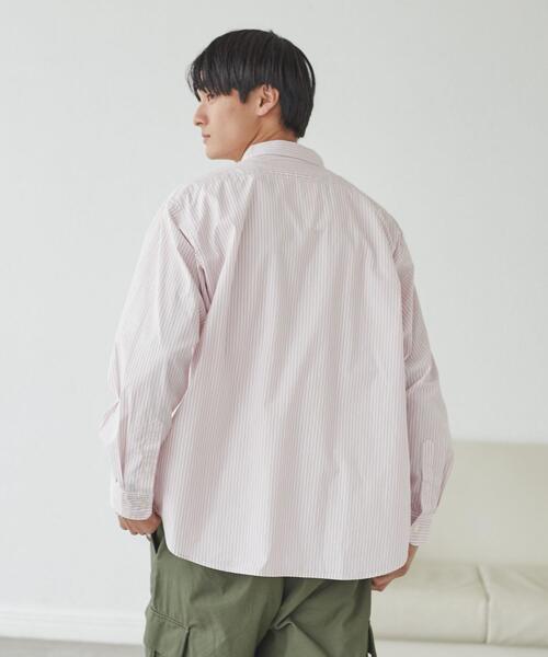 coen（コーエン）の「ブロードストライプレギュラーカラーシャツ（シャツ/ブラウス・メンズ・ネイビー/ライム/イエロー/ライトピンク/コバルトブルー・XL/M/L/S）」の8枚目の写真