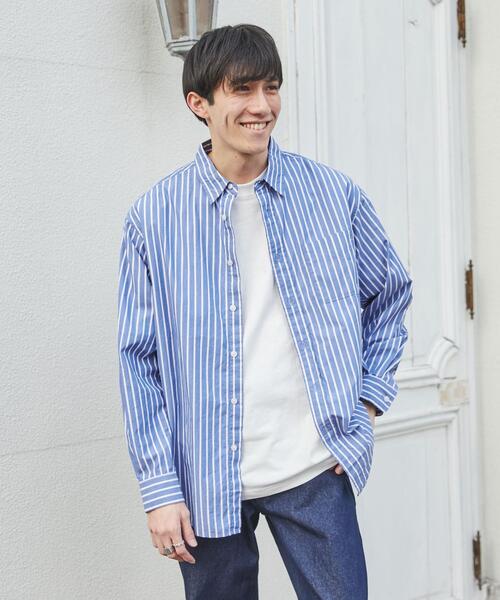 coen（コーエン）の「ブロードストライプレギュラーカラーシャツ（シャツ/ブラウス・メンズ・ネイビー/ライム/イエロー/ライトピンク/コバルトブルー・XL/M/L/S）」の12枚目の写真