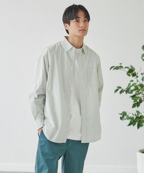 coen（コーエン）の「ブロードストライプレギュラーカラーシャツ（シャツ/ブラウス・メンズ・ネイビー/ライム/イエロー/ライトピンク/コバルトブルー・XL/M/L/S）」の16枚目の写真