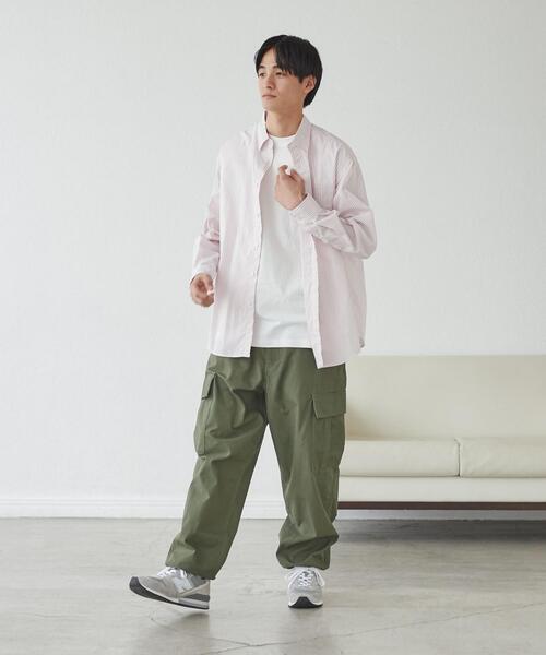 coen（コーエン）の「ブロードストライプレギュラーカラーシャツ（シャツ/ブラウス・メンズ・ネイビー/ライム/イエロー/ライトピンク/コバルトブルー・XL/M/L/S）」の17枚目の写真