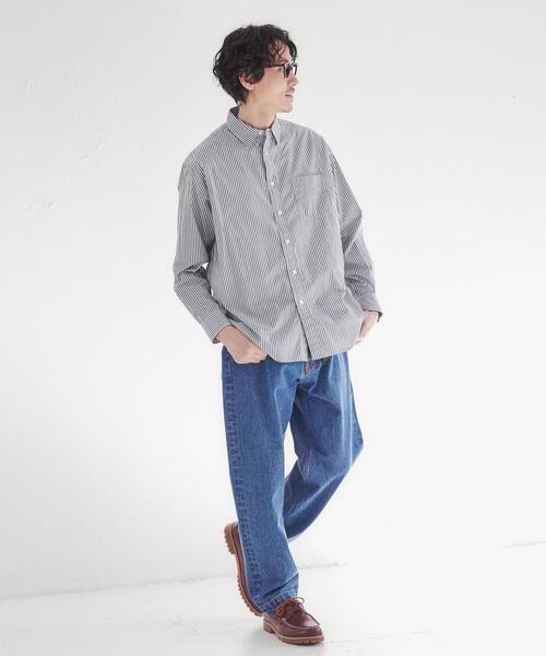 coen（コーエン）の「ブロードストライプレギュラーカラーシャツ（シャツ/ブラウス・メンズ・ネイビー/ライム/イエロー/ライトピンク/コバルトブルー・XL/M/L/S）」の19枚目の写真