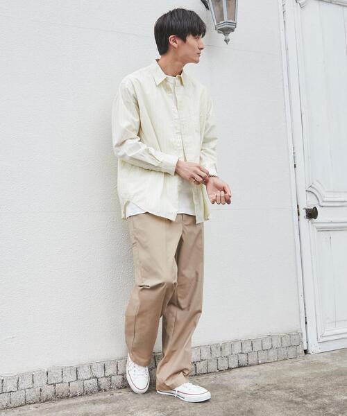 coen（コーエン）の「ブロードストライプレギュラーカラーシャツ（シャツ/ブラウス・メンズ・ネイビー/ライム/イエロー/ライトピンク/コバルトブルー・XL/M/L/S）」の21枚目の写真