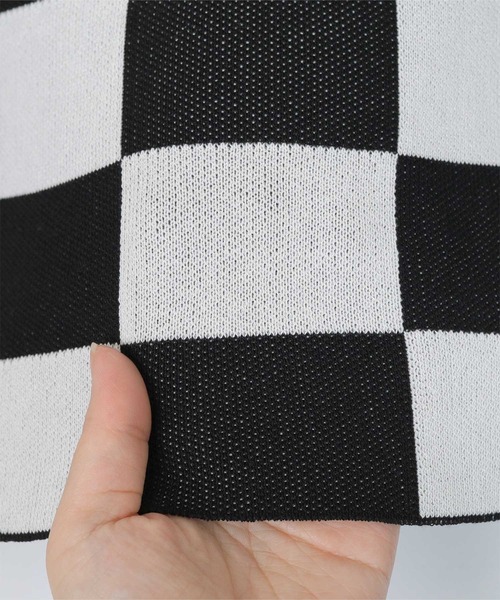 miette（ミエット）の「ハートネックチェッカー柄ショートトップス（ニット/セーター・レディース・オフホワイト/ブルー/グリーン/ピンク・FREE）」の8枚目の写真