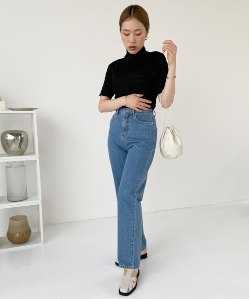 Meli rich（メリーリッチ）の「ポコポコジャガード半袖プルオーバー（Tシャツ/カットソー・レディース・ライトベージュ/ブラック/グリーン/オレンジ・MEDIUM）」の21枚目の写真