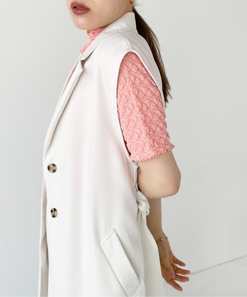 Meli rich（メリーリッチ）の「ポコポコジャガード半袖プルオーバー（Tシャツ/カットソー・レディース・ライトベージュ/ブラック/グリーン/オレンジ・MEDIUM）」の10枚目の写真