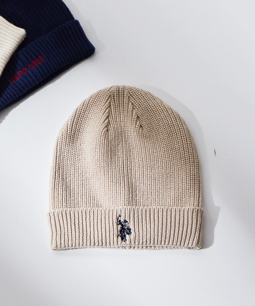 U.S. POLO ASSN.（ユーエスポロアッスン）の「【KIDS】【U.S. POLO ASSN/ユーエスポロアッスン】ワンポイント刺繍ニットキャップ（ニットキャップ/ビーニー・キッズ・ネイビー/オレンジ/アイボリー/グレイッシュベージュ・ONE SIZE）」の2枚目の写真