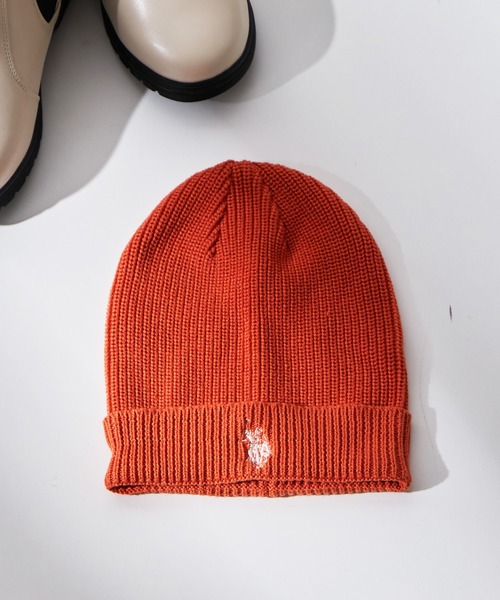 U.S. POLO ASSN.（ユーエスポロアッスン）の「【KIDS】【U.S. POLO ASSN/ユーエスポロアッスン】ワンポイント刺繍ニットキャップ（ニットキャップ/ビーニー・キッズ・ネイビー/オレンジ/アイボリー/グレイッシュベージュ・ONE SIZE）」の4枚目の写真